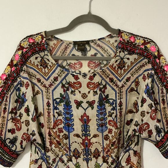 Vineet Bahl for Anthropologie Embroidered Floral Boho Front Tie Top M - Picture 6 of 12